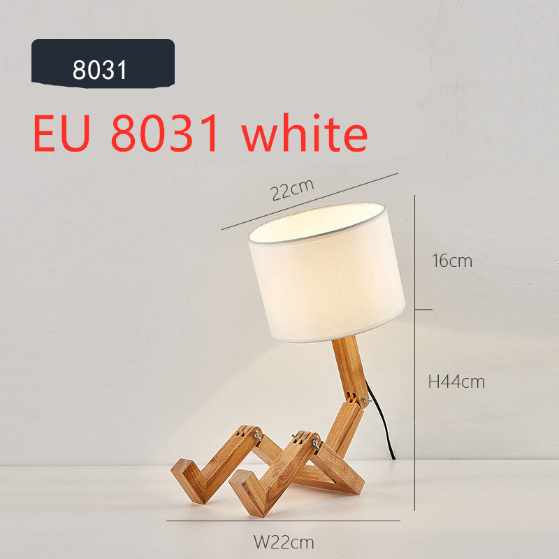 Lámpara LED de Mesa Robot Nórdica | Base Madera Flexible para Escritorio, Estudio y Decoración Moderna