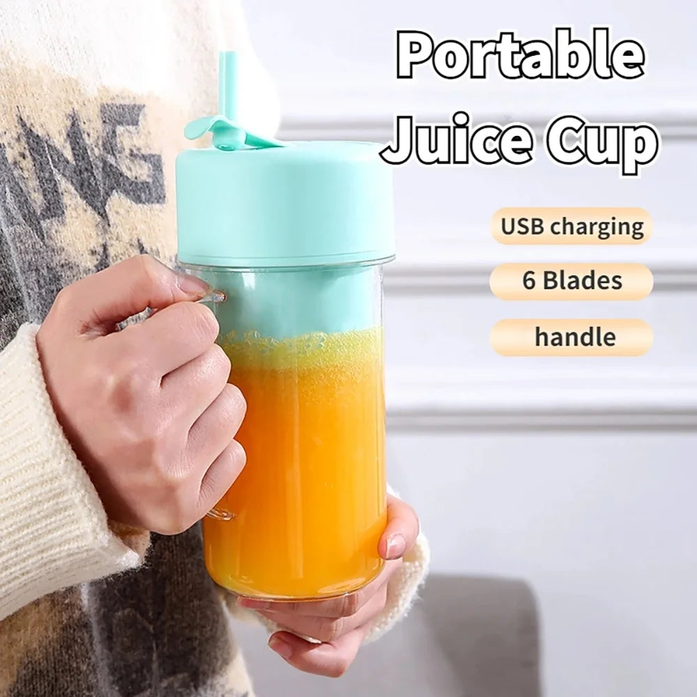 Agitador portátil taza de jugo recargable USB 6 cuchillas agitador eléctrico d