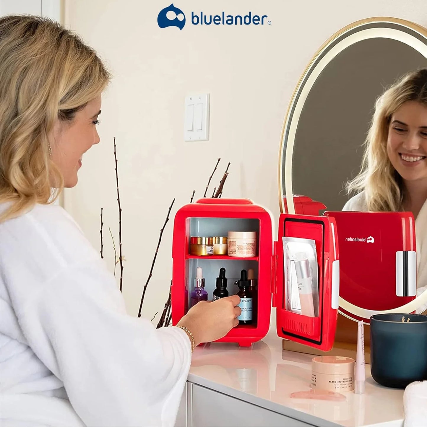 Bluelander Mini Refrigerador, Frigobar Mini Multifuncional, Capacidad de 4L para