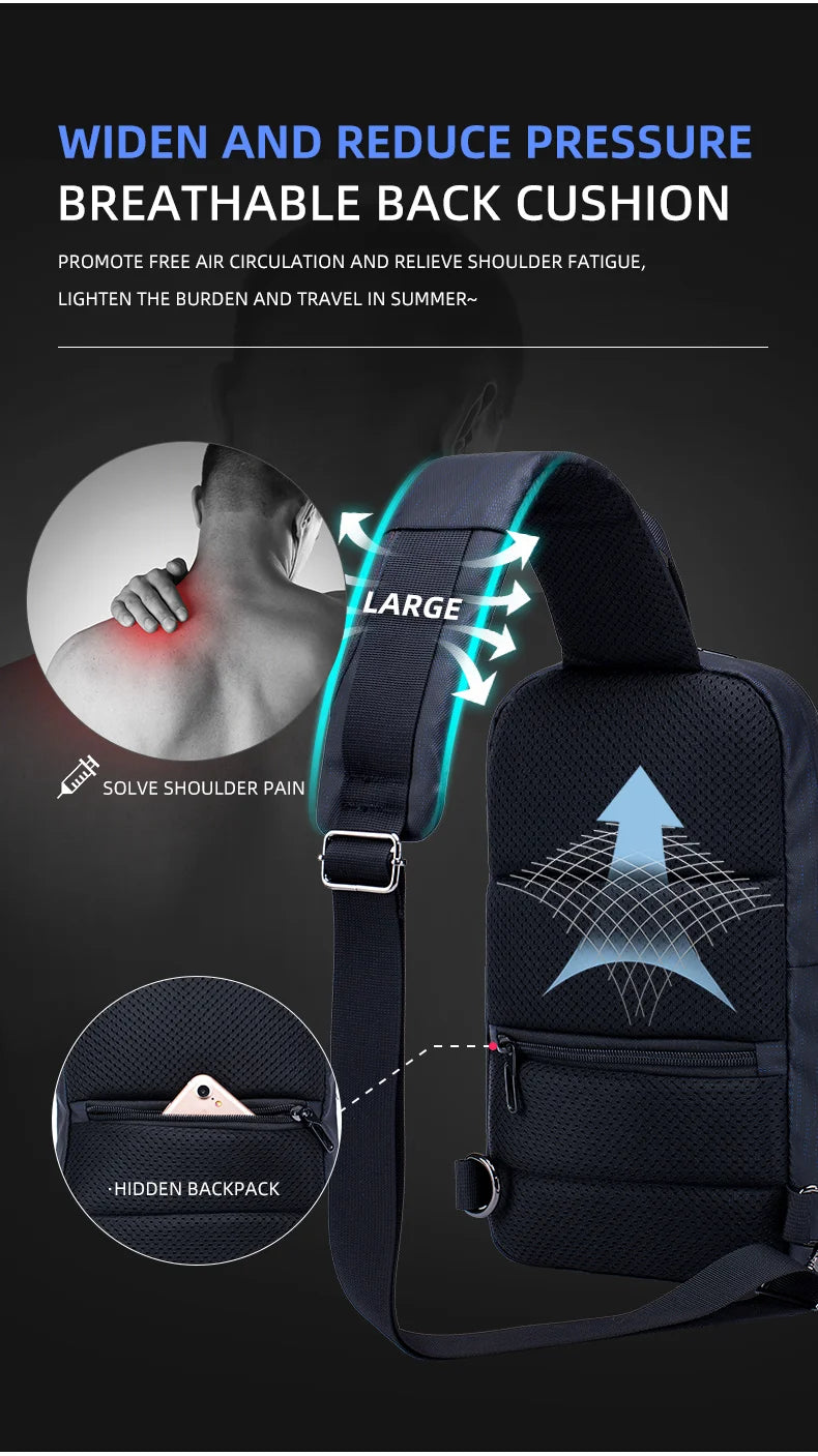 BULLCAPTAIN-Bolso de mensajero multifuncional para hombre, mochila de pecho reca