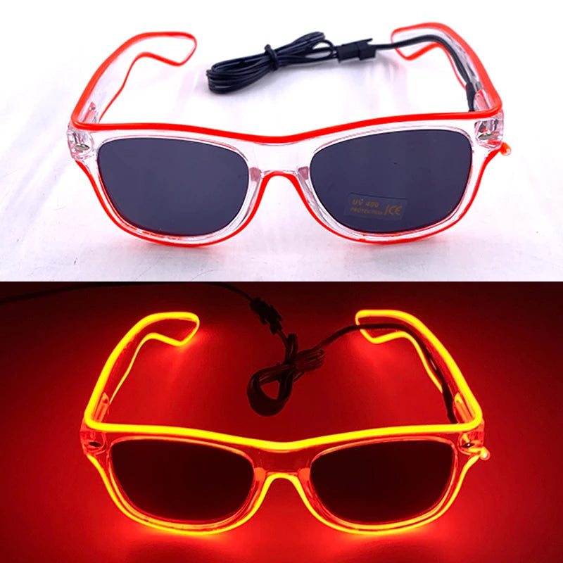 1 unidad de gafas LED iluminadas, gafas de sol brillantes, gafas de neón con al