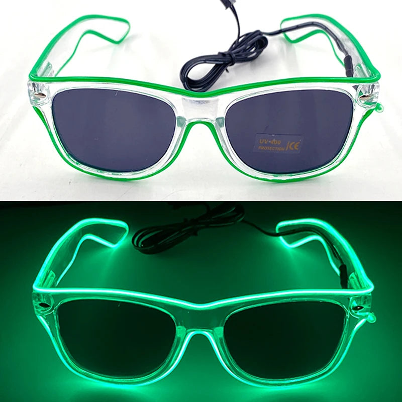 1 unidad de gafas LED iluminadas, gafas de sol brillantes, gafas de neón con al