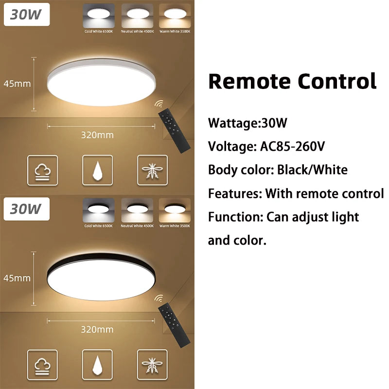 Luz de techo Led 110V 220V luces Led 30W