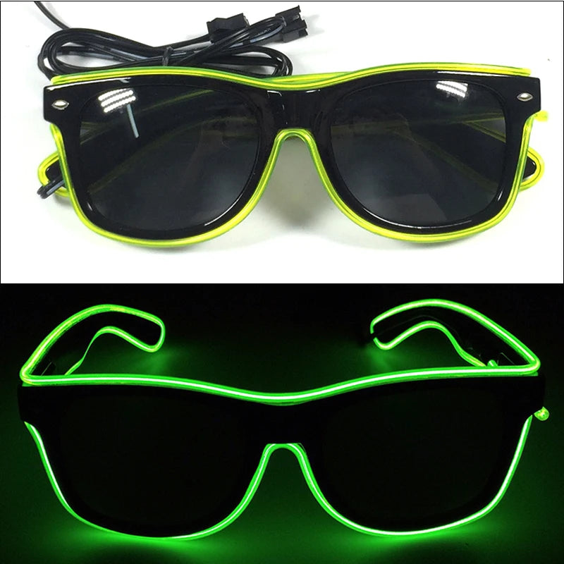 1 unidad de gafas LED iluminadas, gafas de sol brillantes, gafas de neón con al