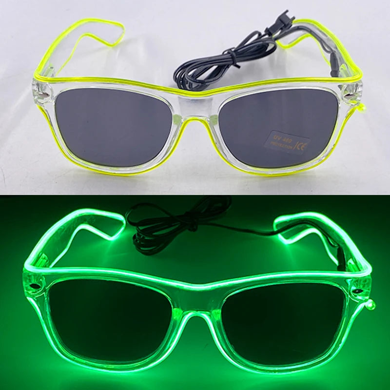 1 unidad de gafas LED iluminadas, gafas de sol brillantes, gafas de neón con al