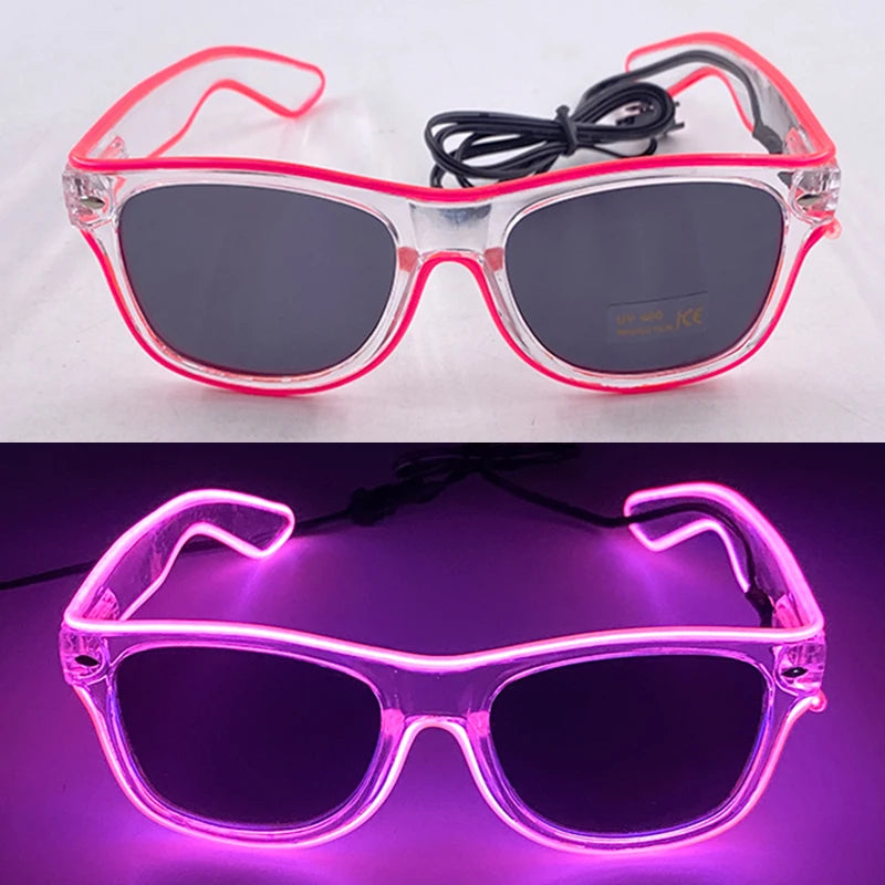 1 unidad de gafas LED iluminadas, gafas de sol brillantes, gafas de neón con al