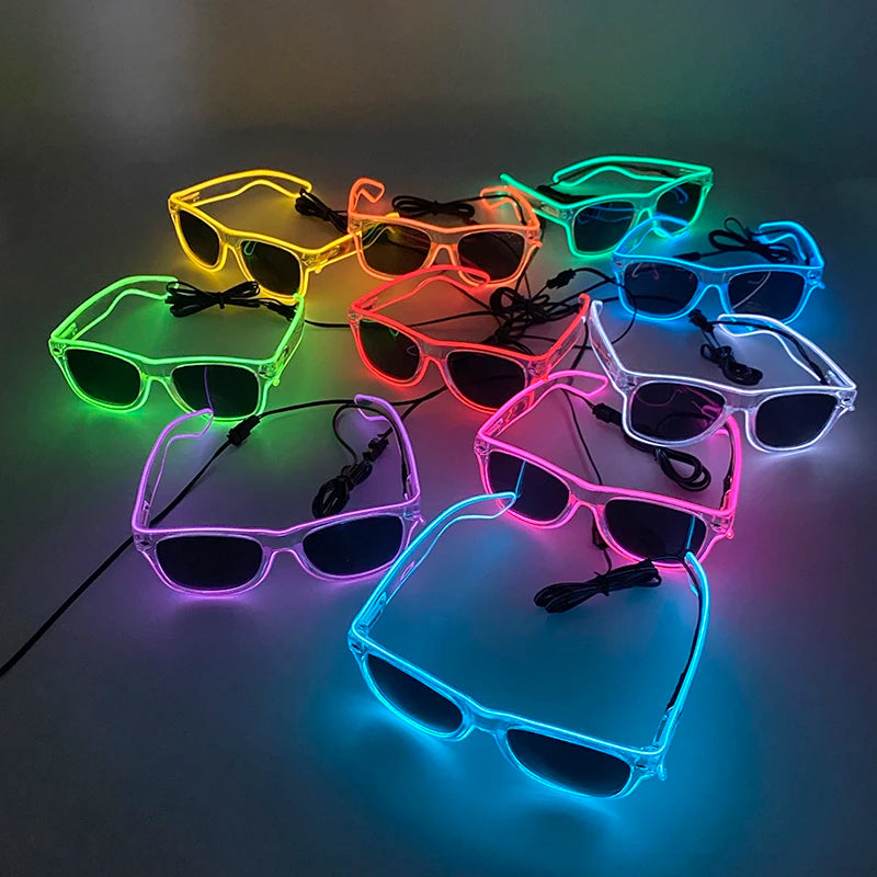 1 unidad de gafas LED iluminadas, gafas de sol brillantes, gafas de neón con al