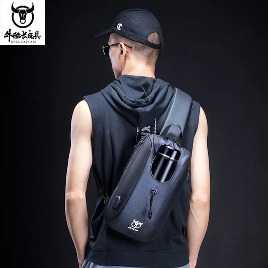 BULLCAPTAIN-Bolso de mensajero multifuncional para hombre, mochila de pecho reca